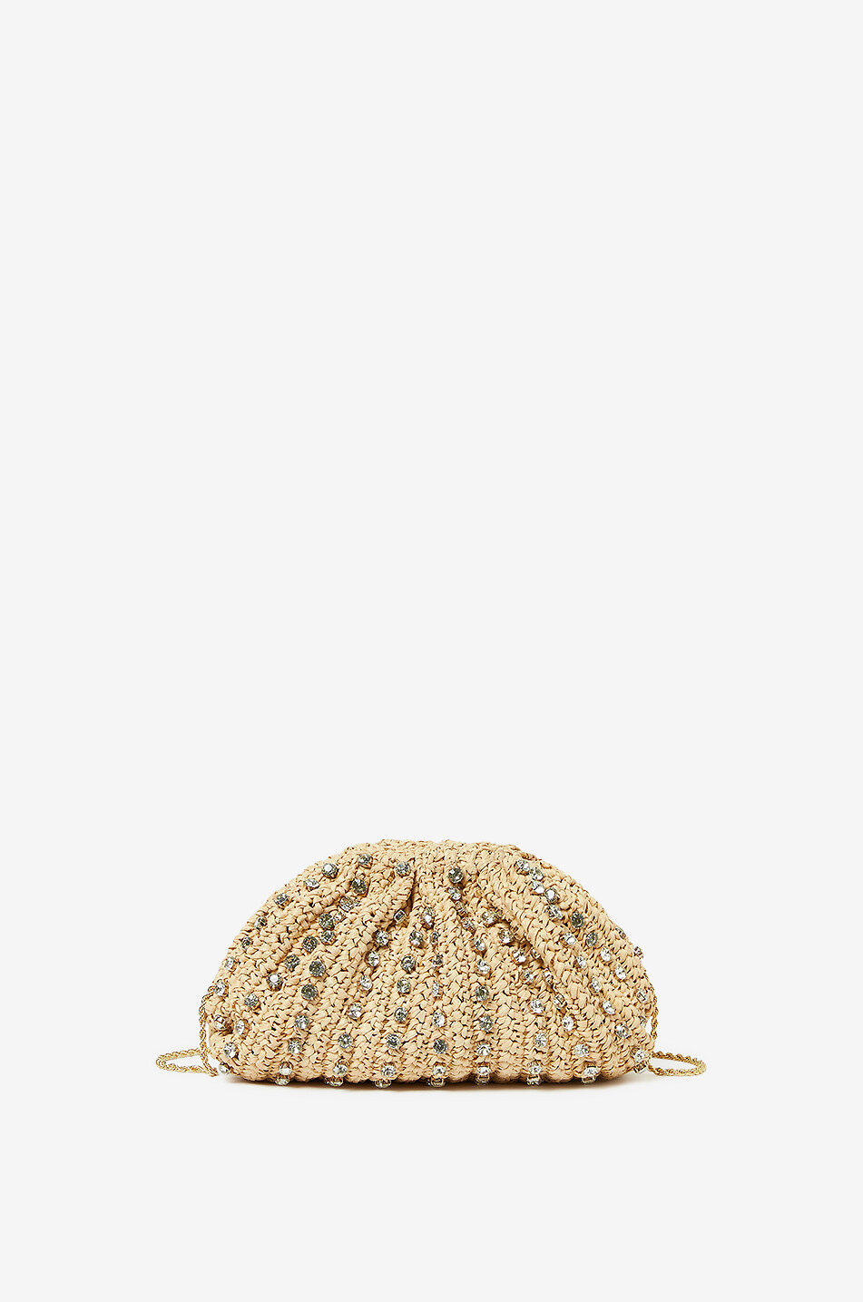 Pochette en raphia et cristaux Bailey