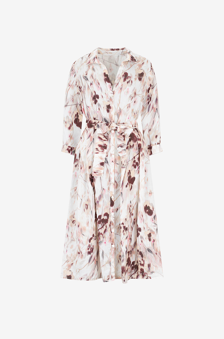 120% LINO Floral linen midi shirt dress Women MULTI COLOURED 1