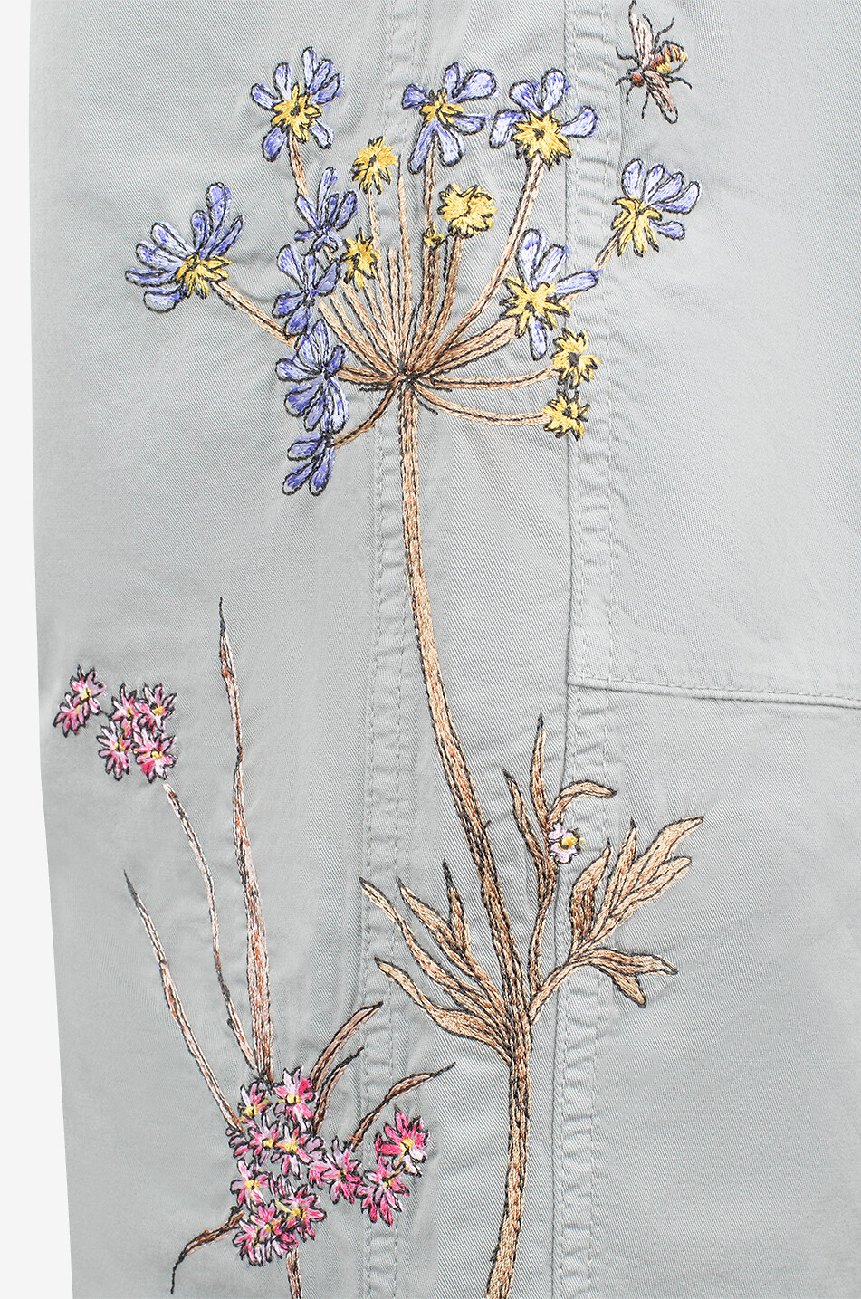 CAMBIO Eve flower-embroidered cotton trousers Women LIGHT GREY 3