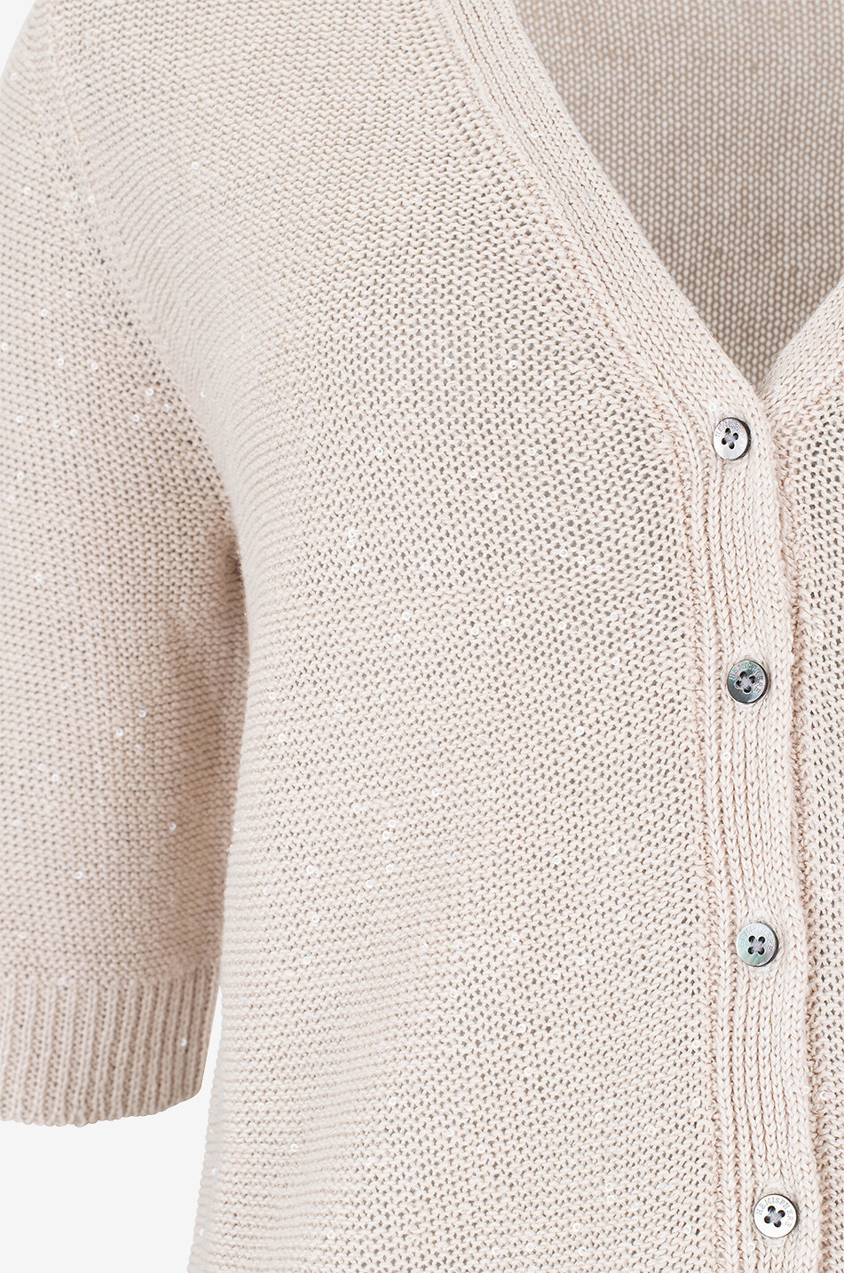 HEMISPHERE Short-sleeved linen V-neck cardigan Women BEIGE 3
