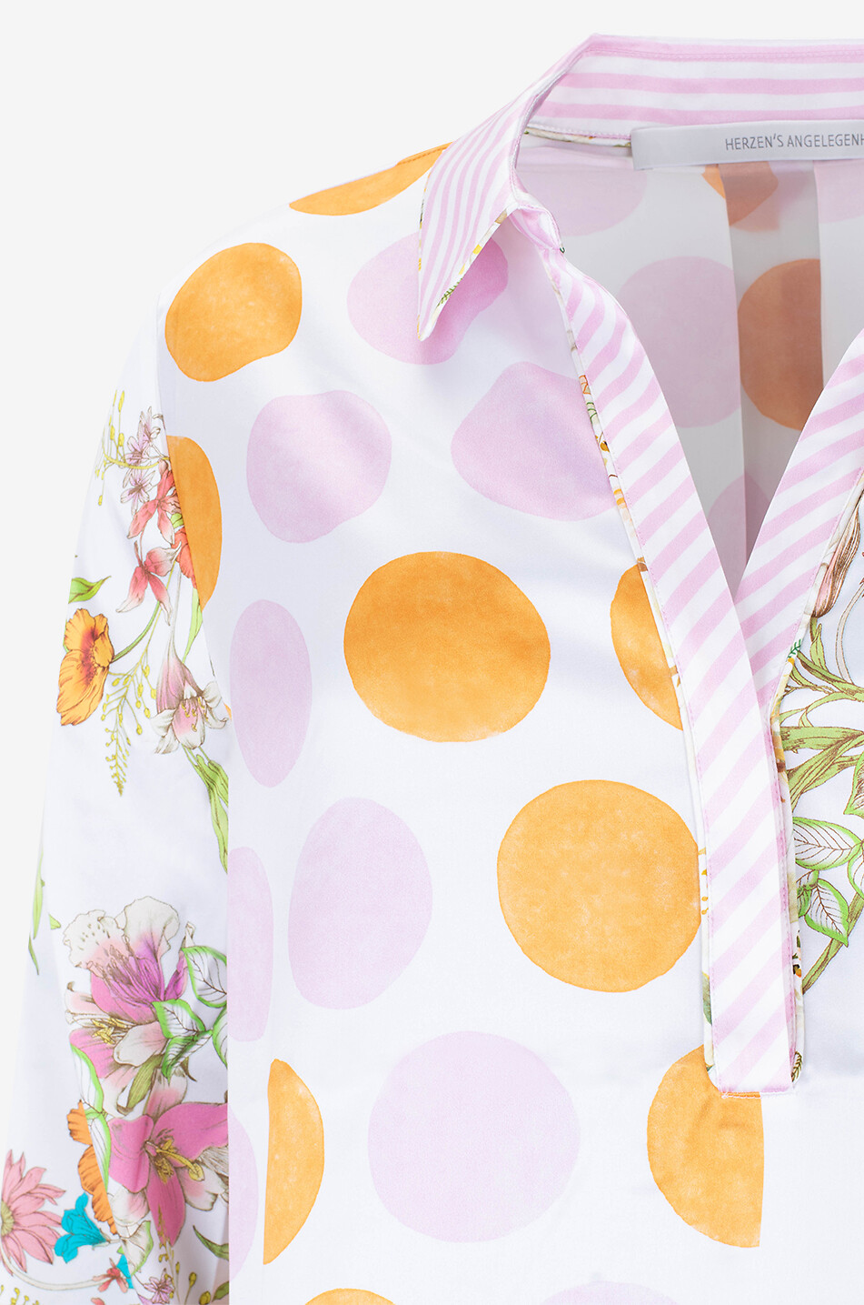 Blouse à manches longues en soie imprimée patchwork