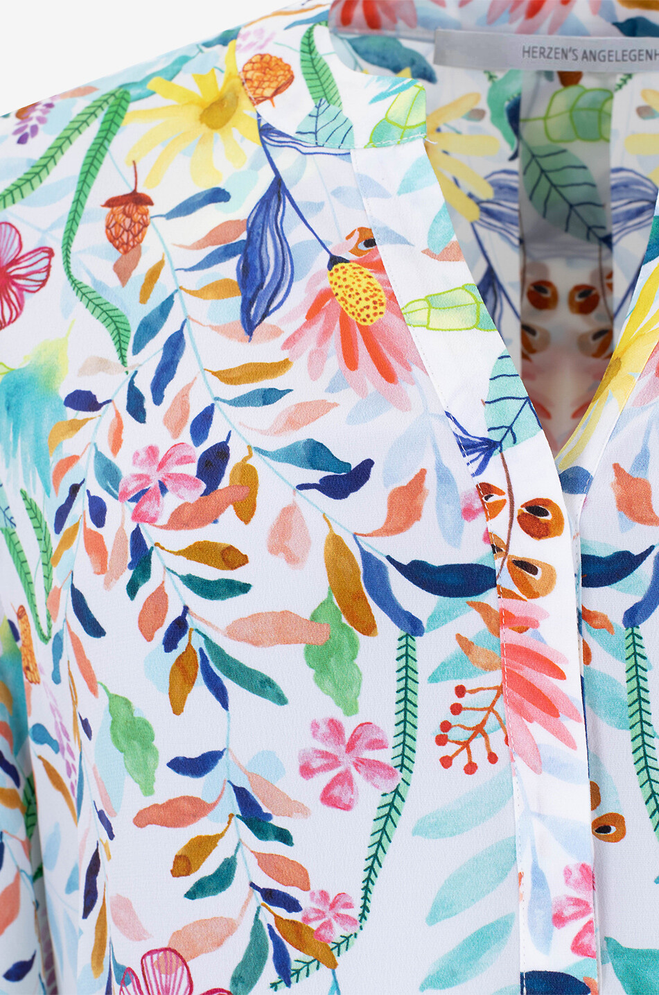 Blouse à manches longues en soie imprimée fleurs