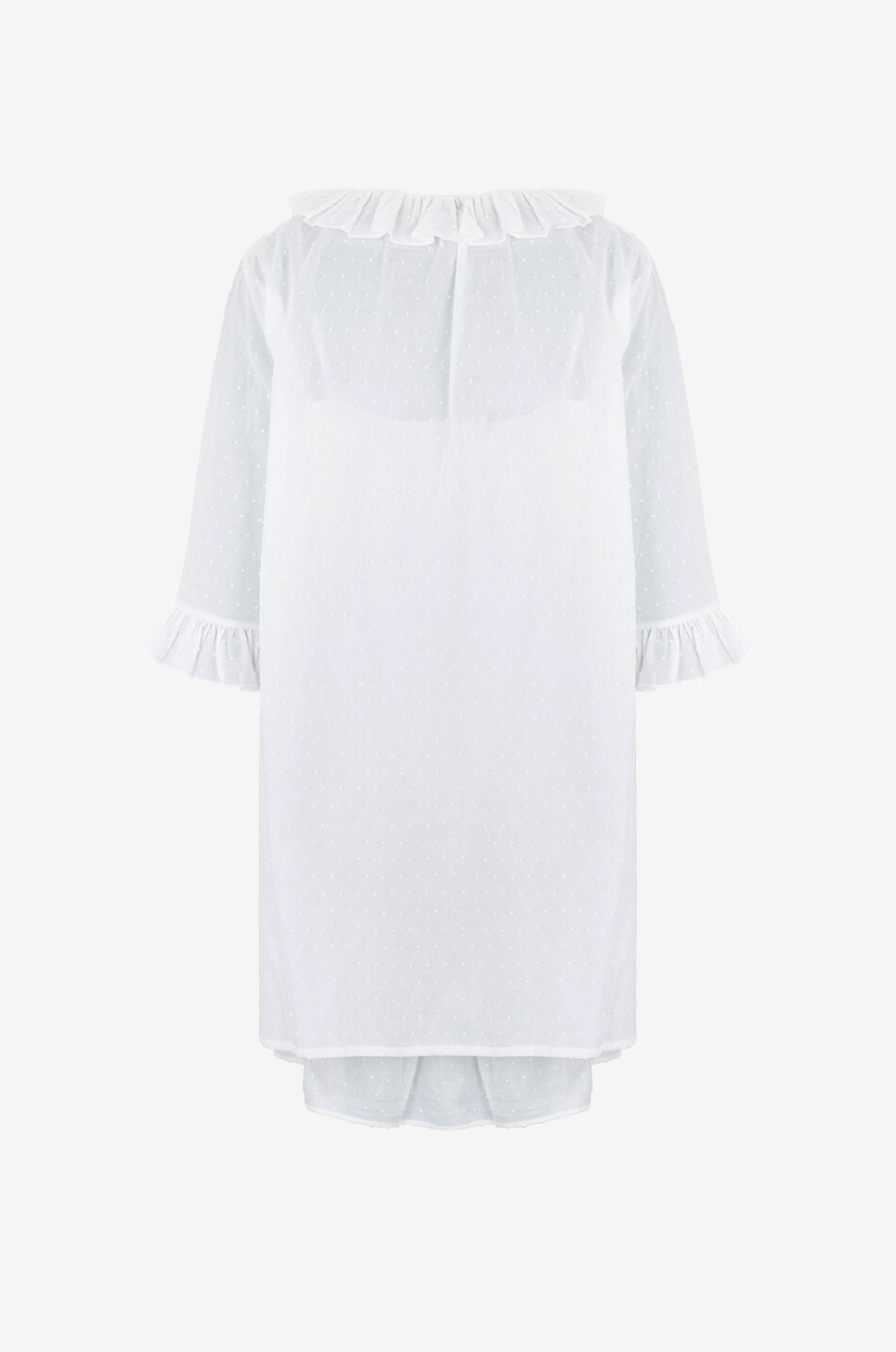 LALIDE A PARIS Ensemble nuisette et déshabillé en coton Daniela Femme BLANC CASSE 2