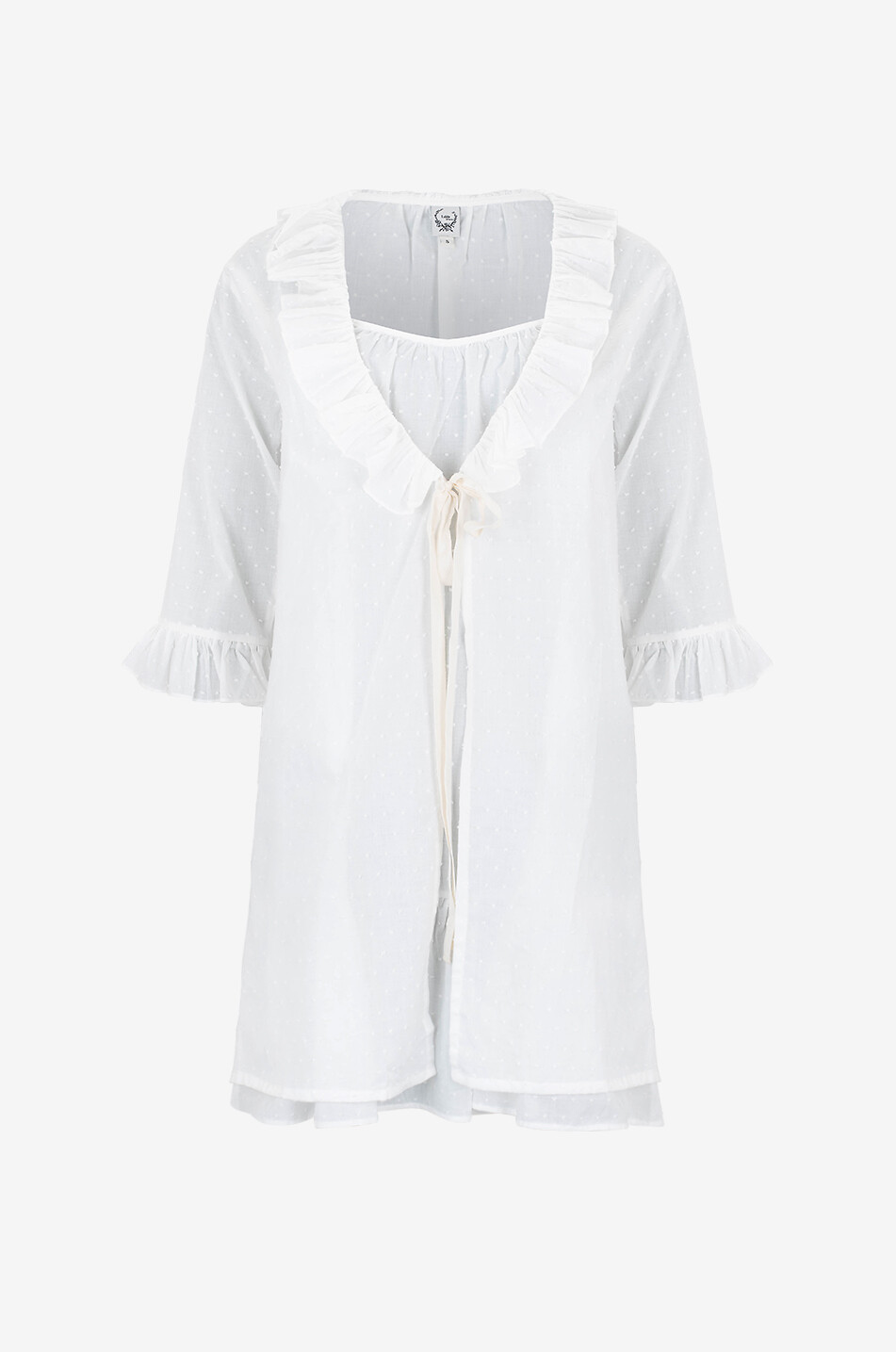 LALIDE A PARIS Ensemble nuisette et déshabillé en coton Daniela Femme BLANC CASSE 1