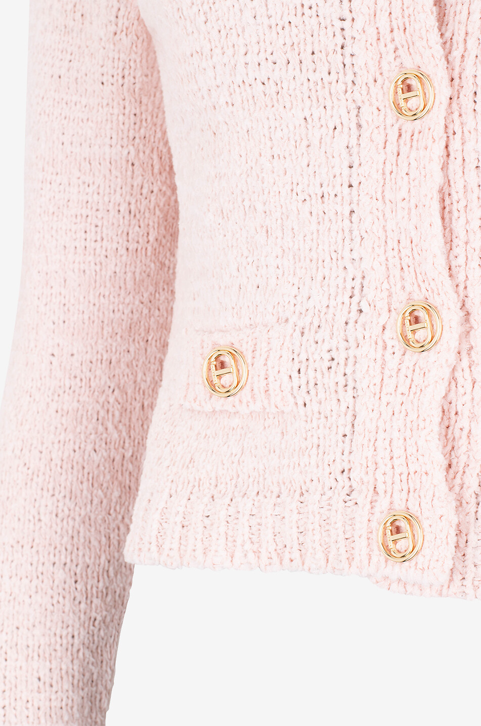 Cardigan bouclette ajusté en coton