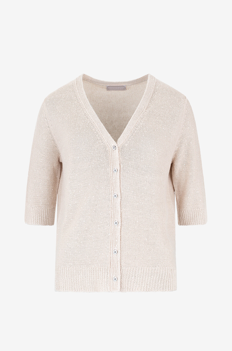 HEMISPHERE Short-sleeved linen V-neck cardigan Women BEIGE 1