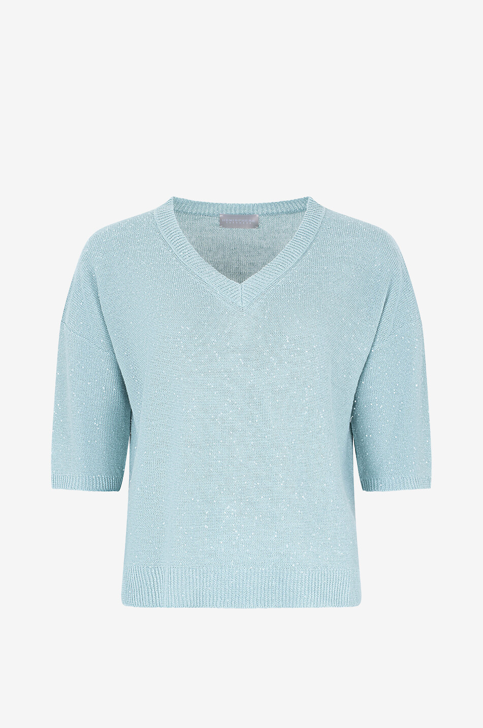 Pull en lin  à col V et manches courtes