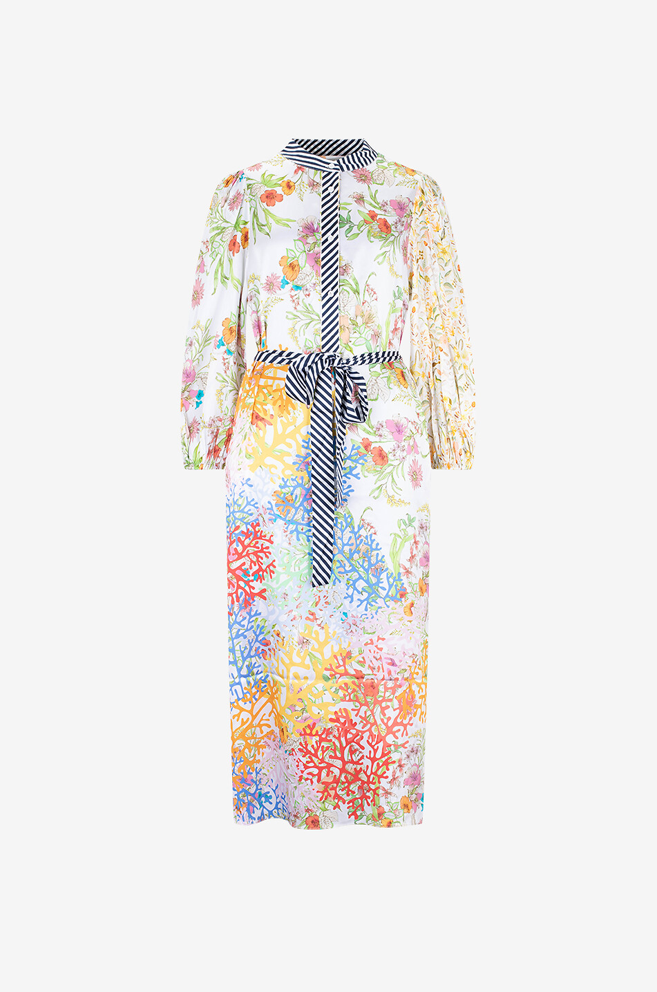 HERZEN'S ANGELEGENHE Patchwork print midi silk shirt dress Women MULTI COLOURED 1
