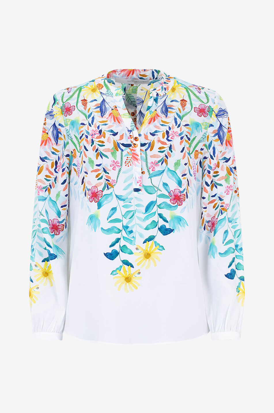 Blouse à manches longues en soie imprimée fleurs