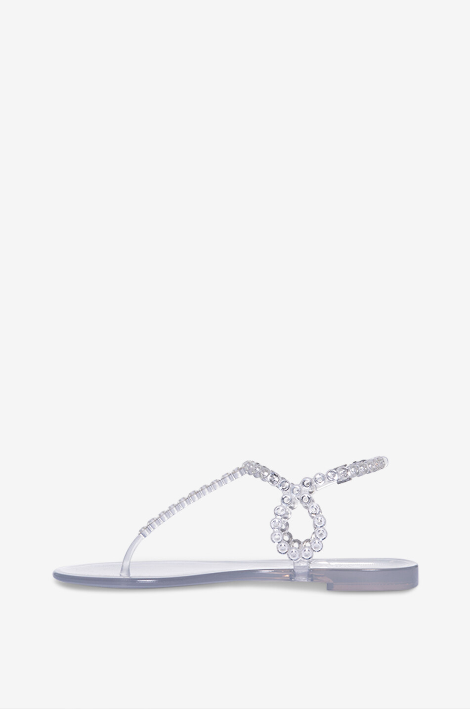 Almost Bare flat crystal adorned PVC sandals