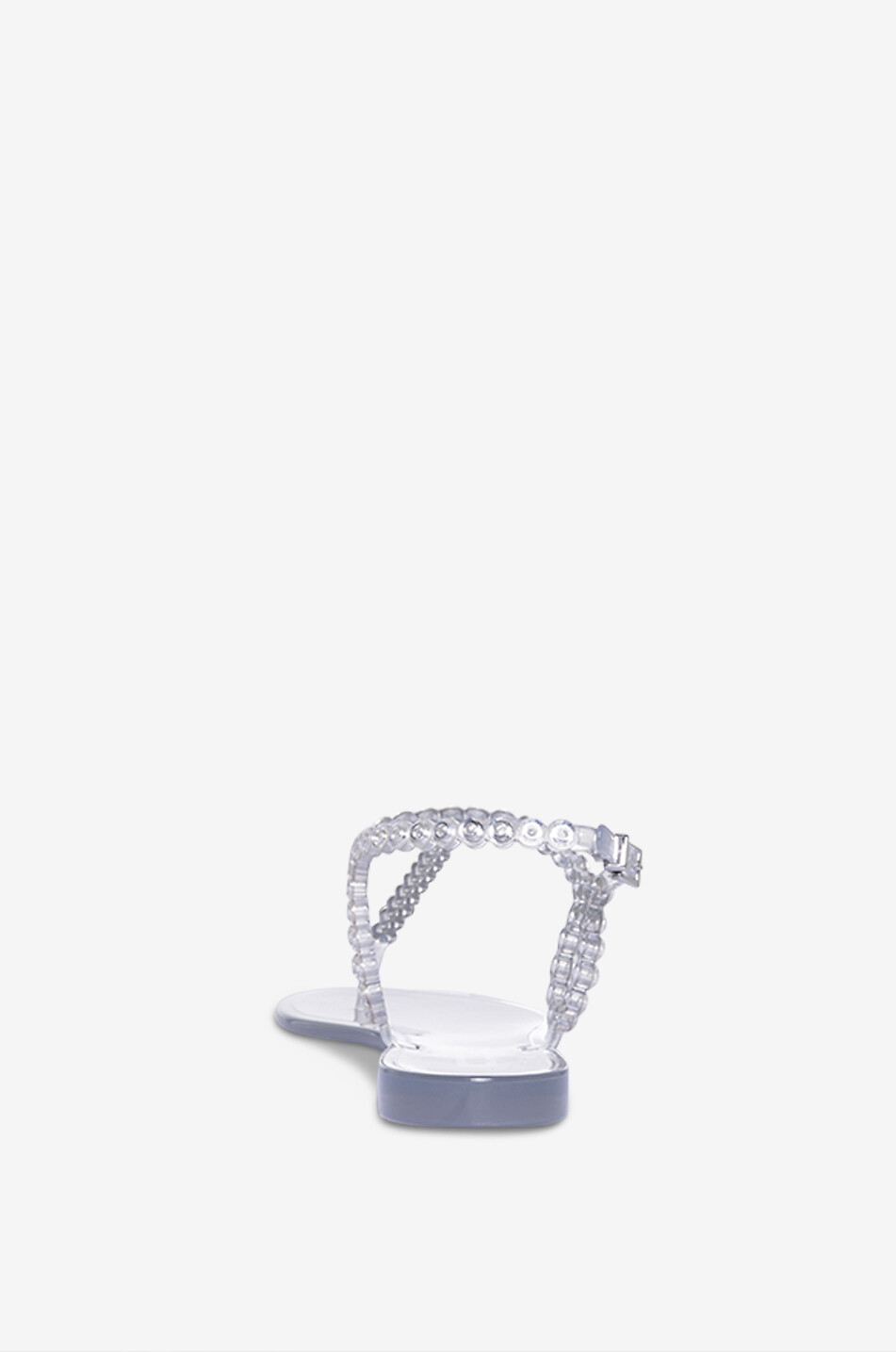 Almost Bare flat crystal adorned PVC sandals
