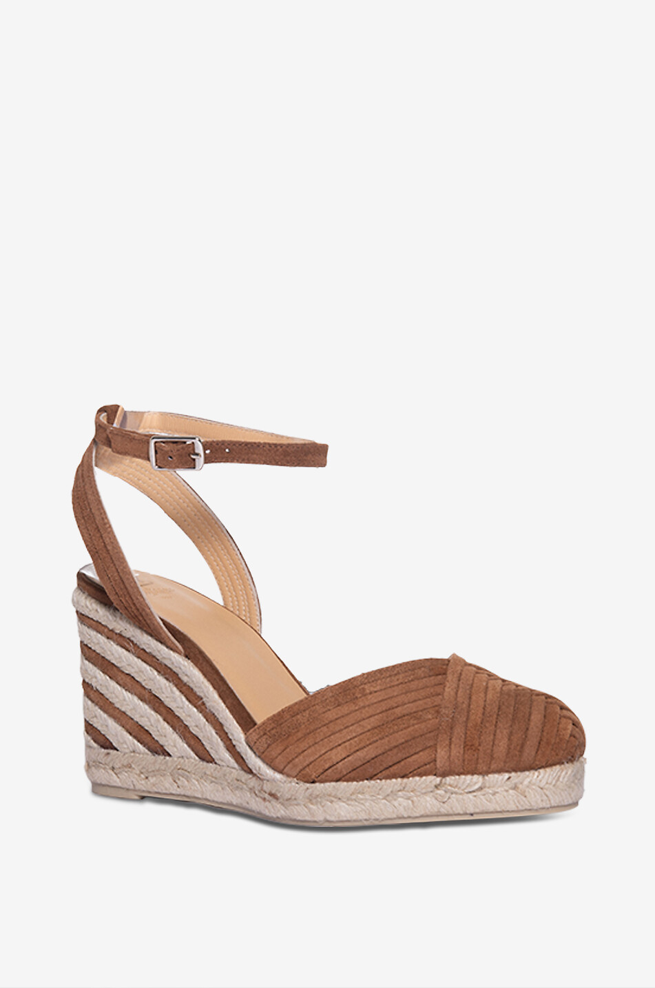 Cocoa jute and rayon wedge espadrilles