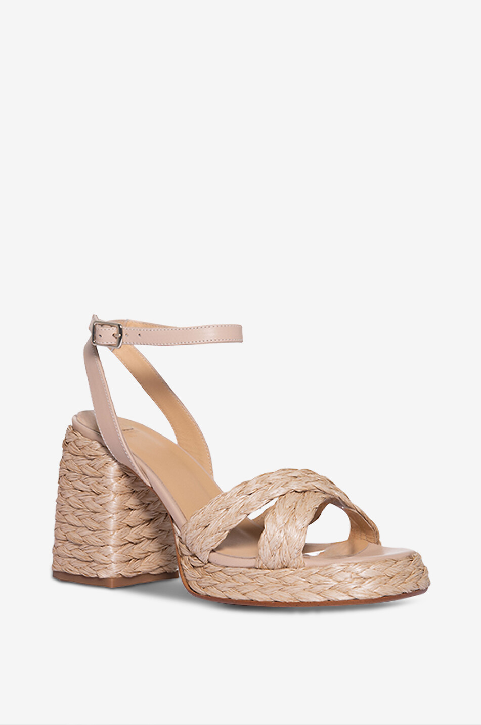 Sandales tressées en raphia à talon Valeriette