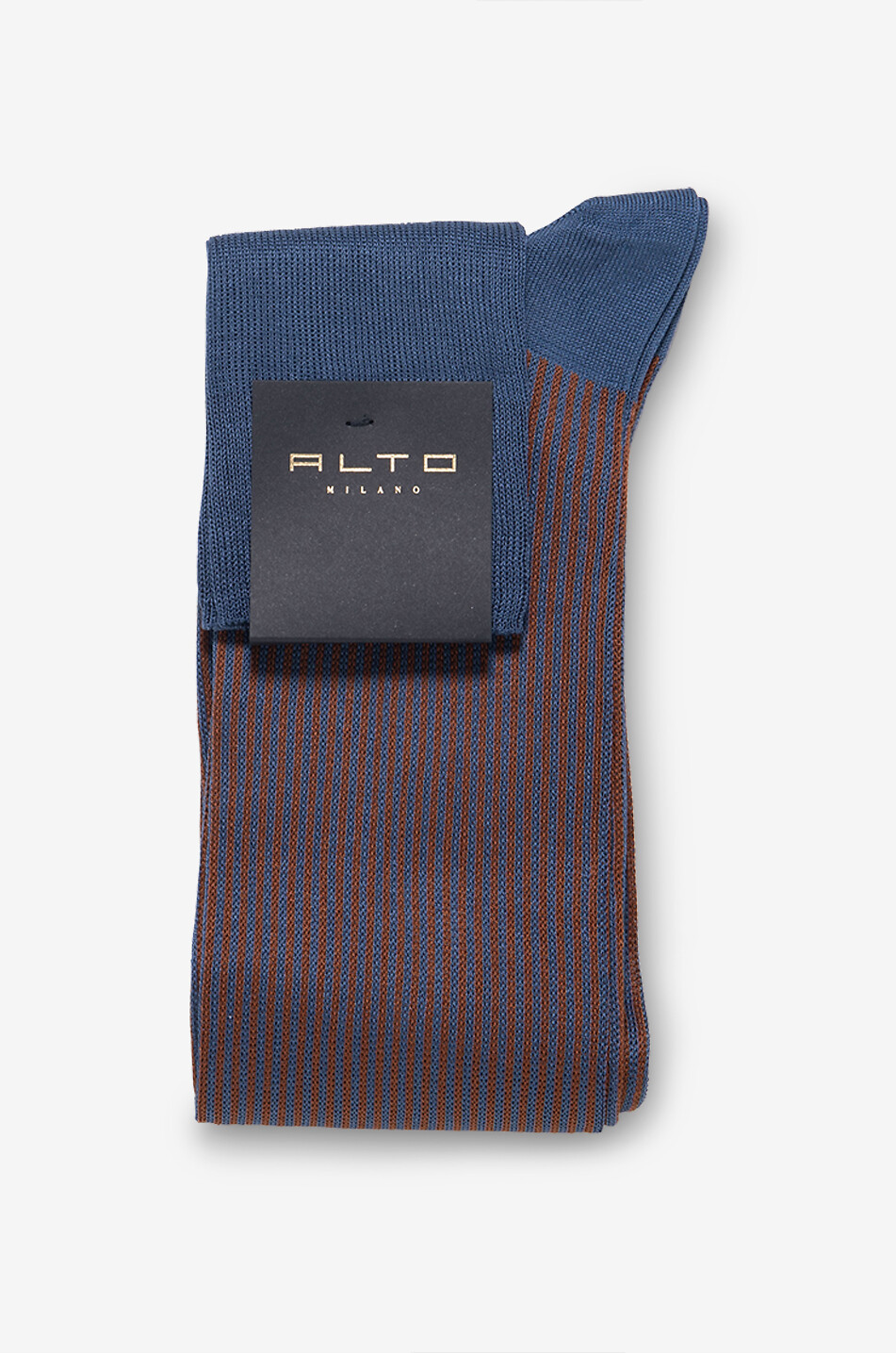 ALTO MILANO Gestreifte Socken aus Baumwolle Mirto Herren MITTELBLAU 1