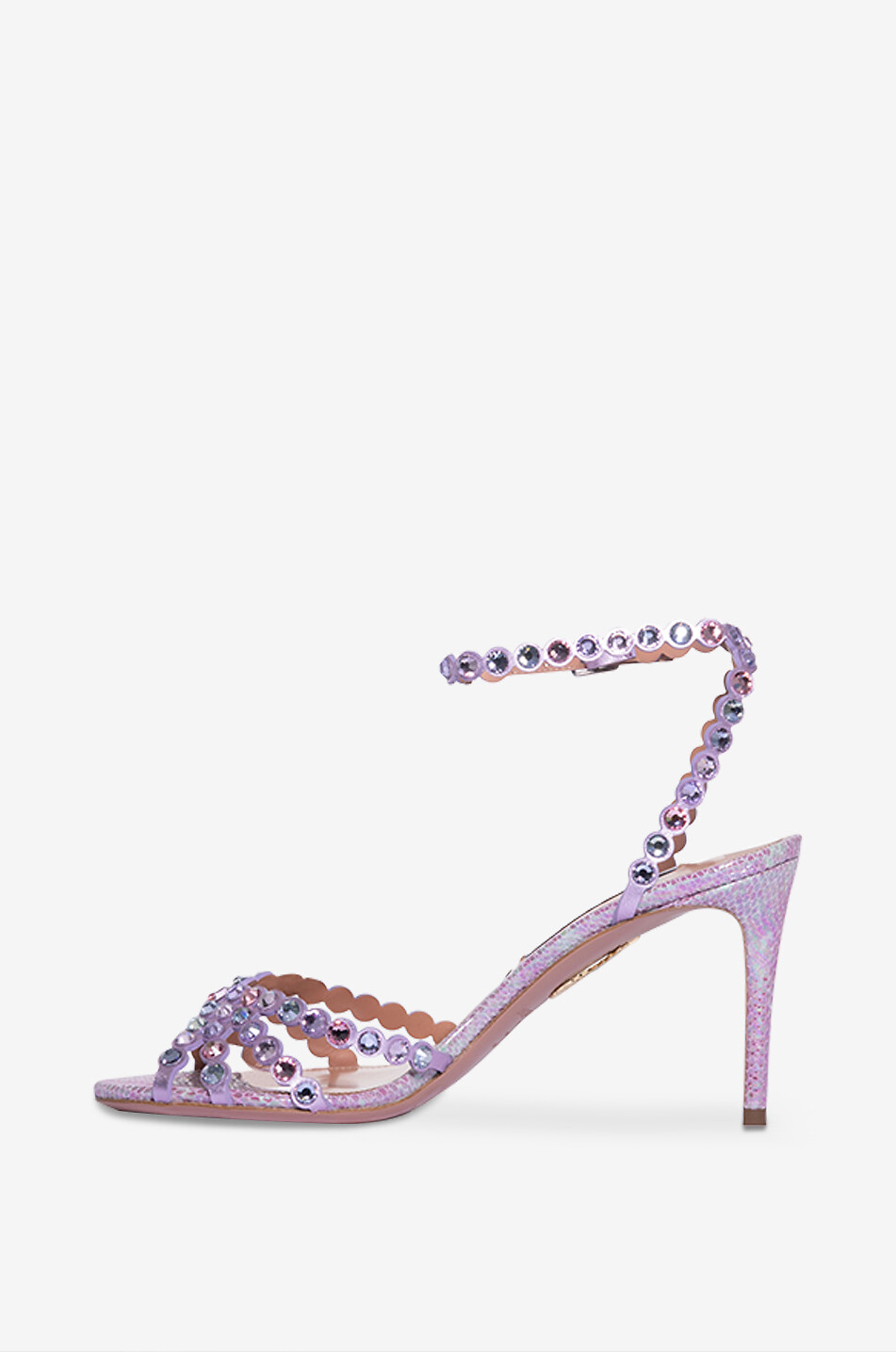 AQUAZZURA Tequila 85 lizard embossed leather sandals Women LIGHT PINK 4