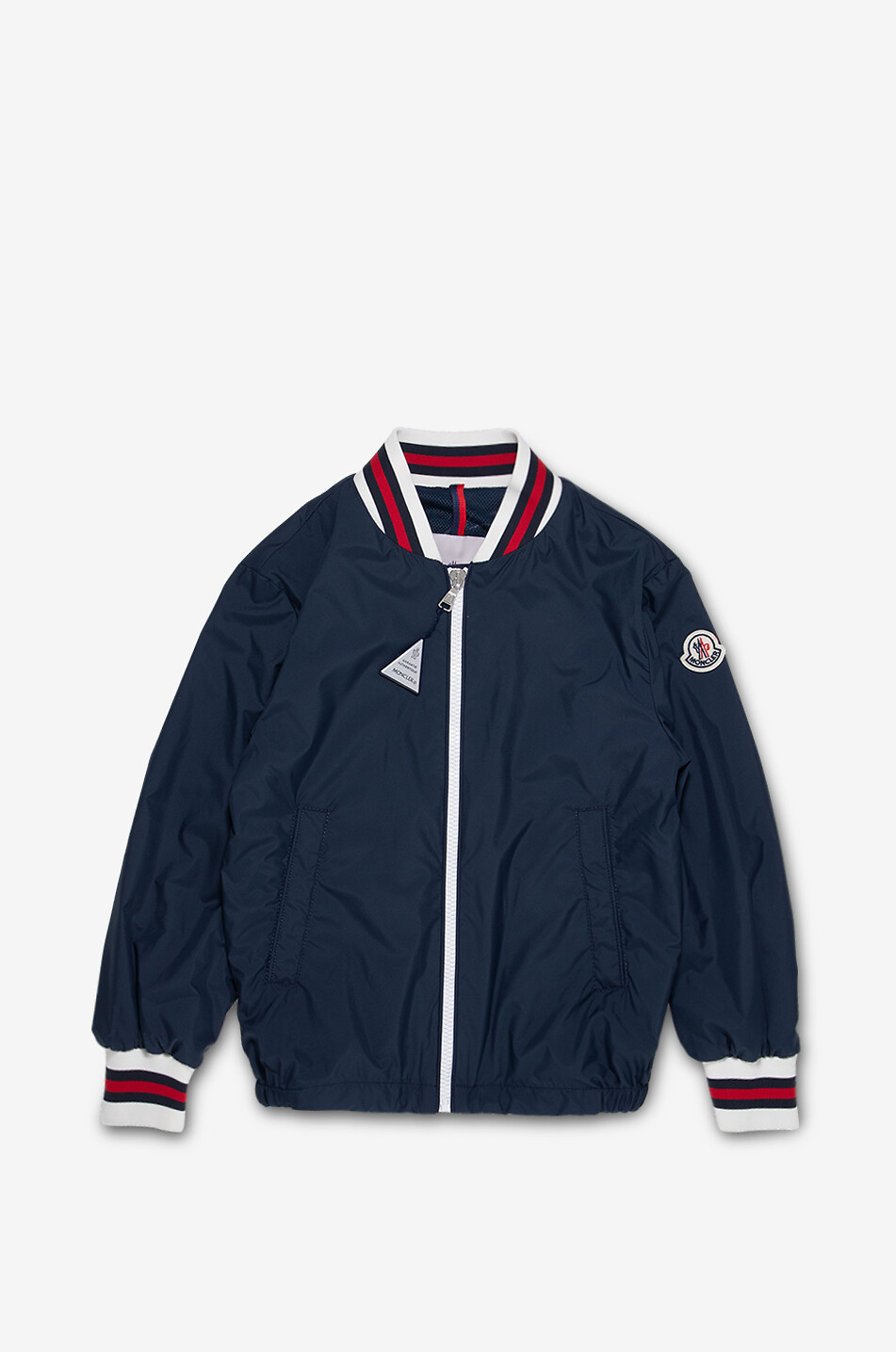 MONCLER Maki boys' bomber jacket with tricolour knits Boy DARK BLUE 1