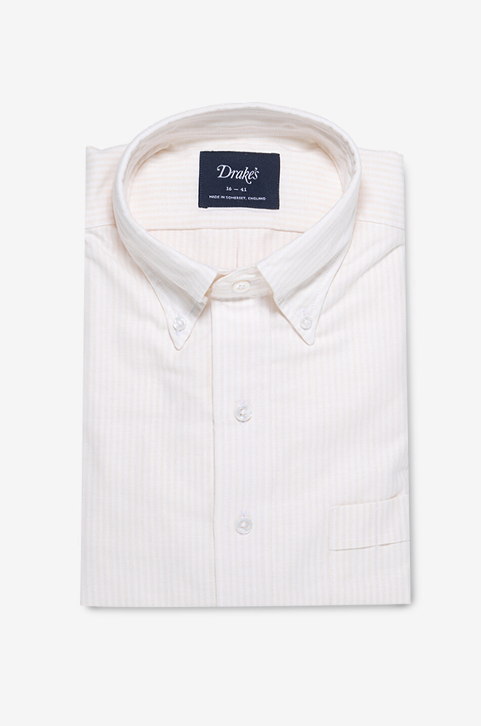 DRAKES Gestreiftes Oxford-Hemd Ticking Stripe Herren BEIGE 1