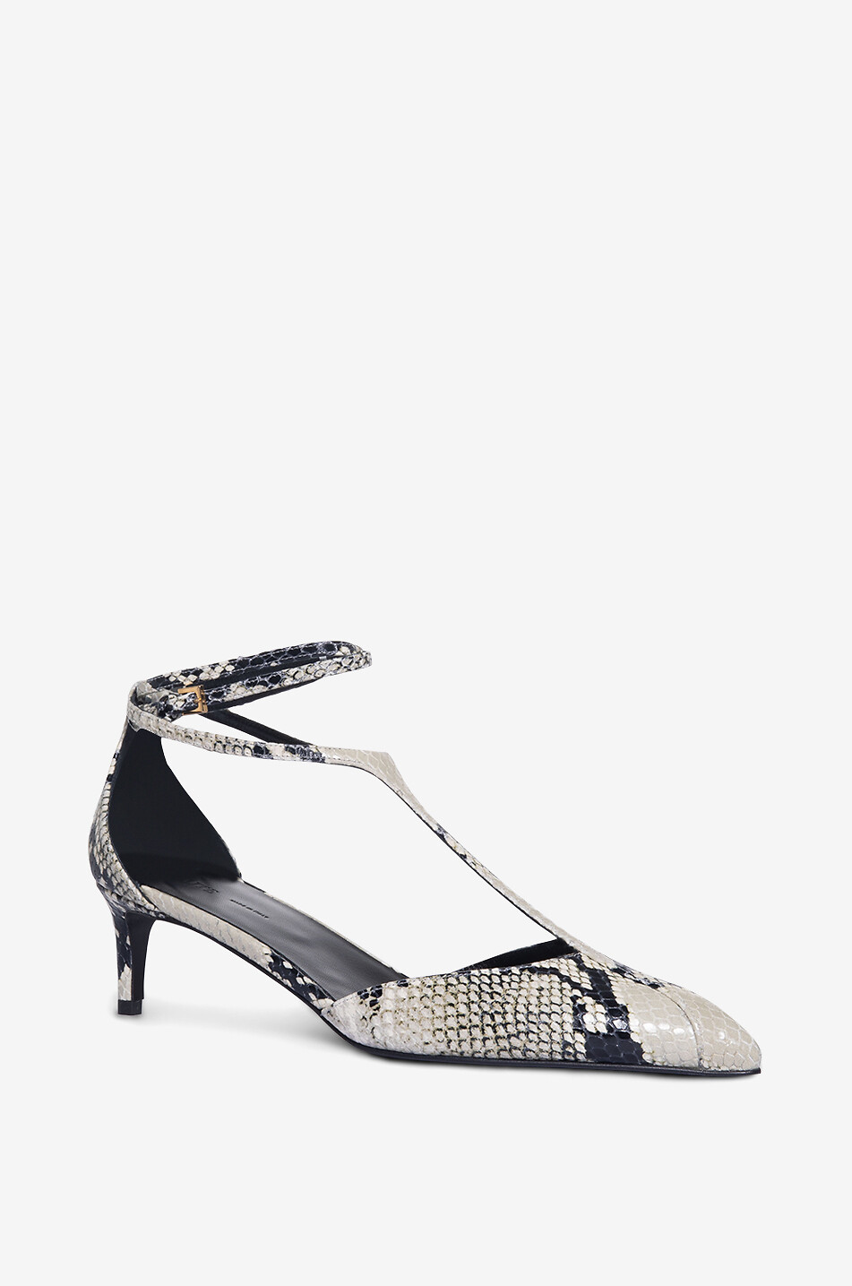 Pumps mit T-Riemen aus Leder in Python-Optik Mia 45