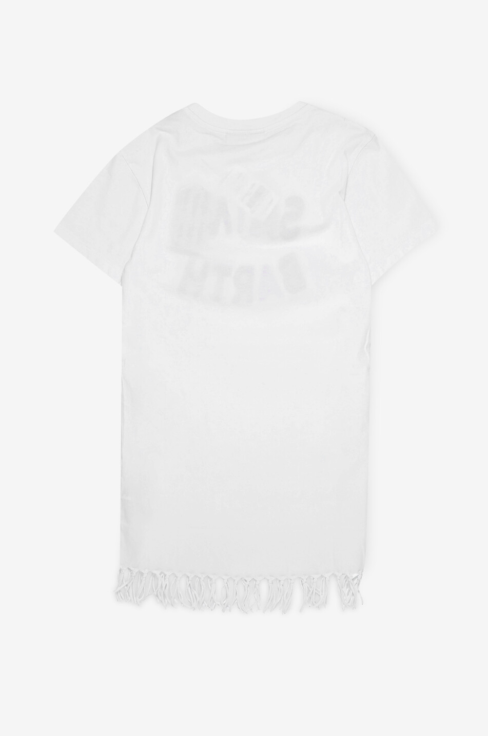MC2 SAINT BARTH Gefranstes Mädchen-T-Shirt-Kleid aus Baumwolle Aby Mädchen WEISS 2