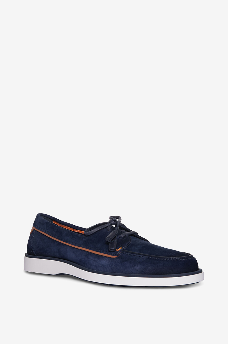 SANTONI Boat shoe style suede loafers Men DARK BLUE 1