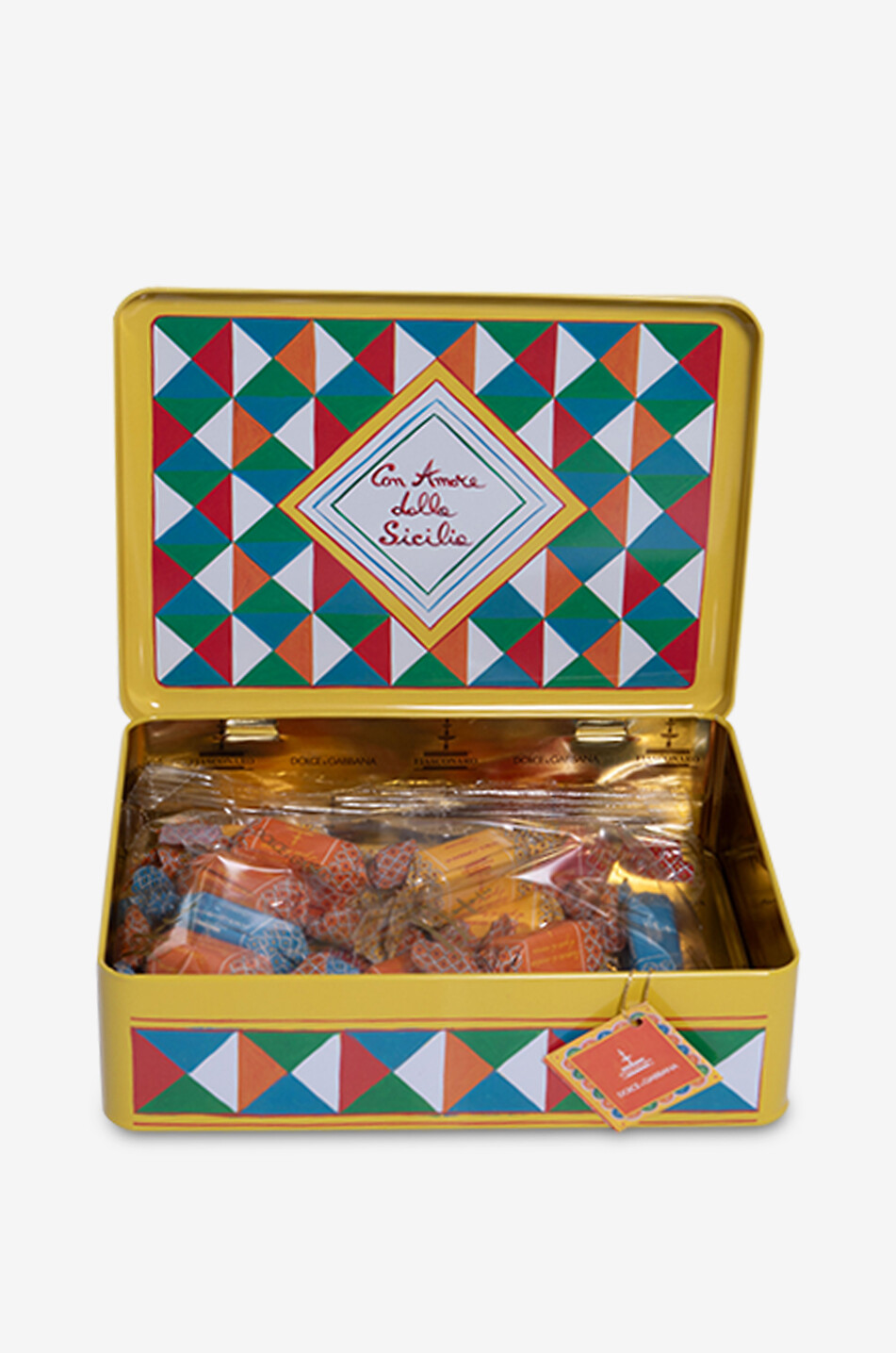 FIASCORINO DOLCE & GABBANA Rechteckige Dose mit Torroncini Torroncini - 250 g Haus GELB 4