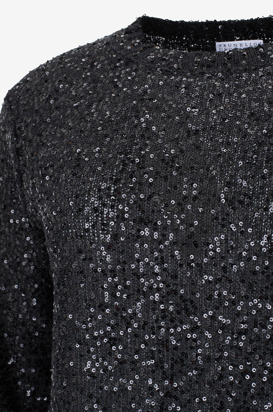 BRUNELLO CUCINELLI Kurzer schmaler Kaschmirmix-Pullover Sparkling Damen SCHWARZ 3