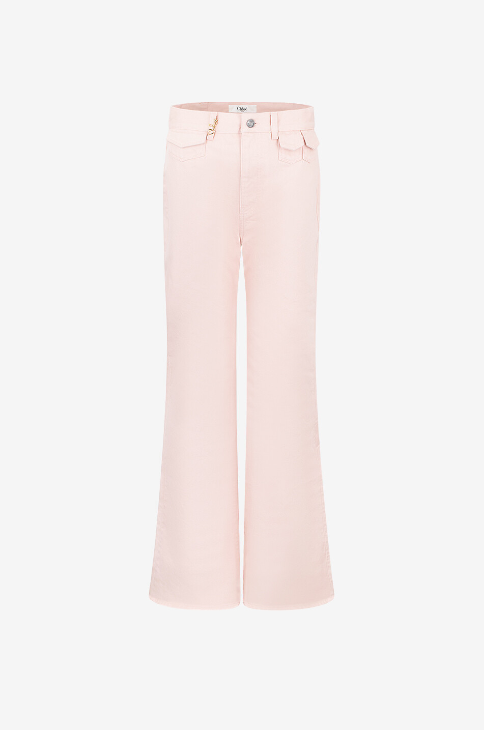 CHLOE Jean évasé taille haute à poches à rabat Airy Pink Femme ROSE 1