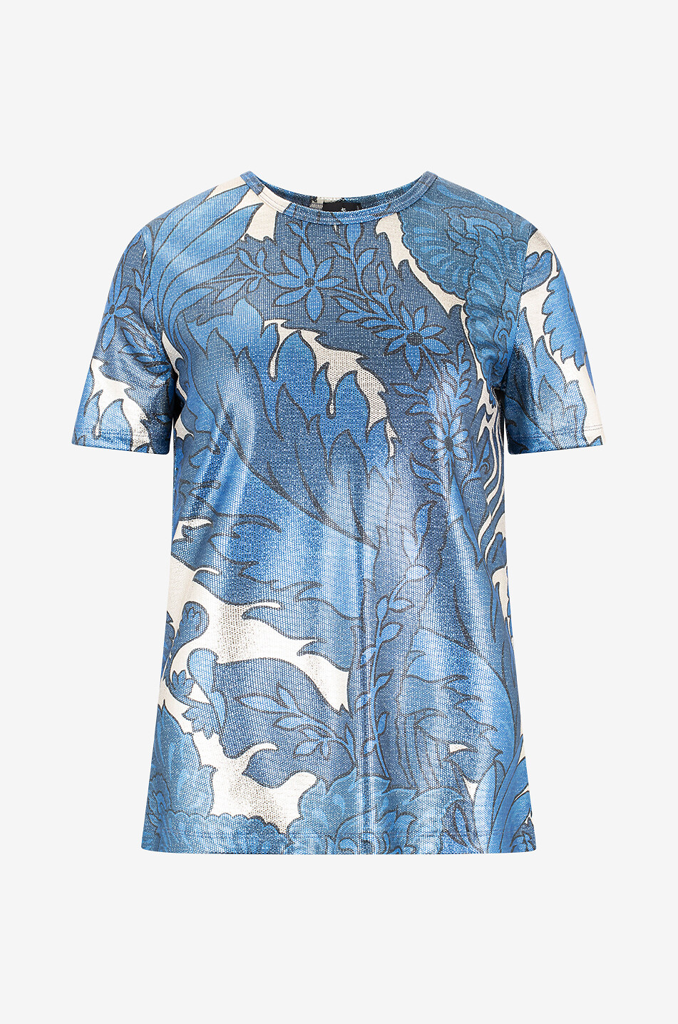 Tailliertes beschichtetes T-Shirt mit Macro-Paisley-Print