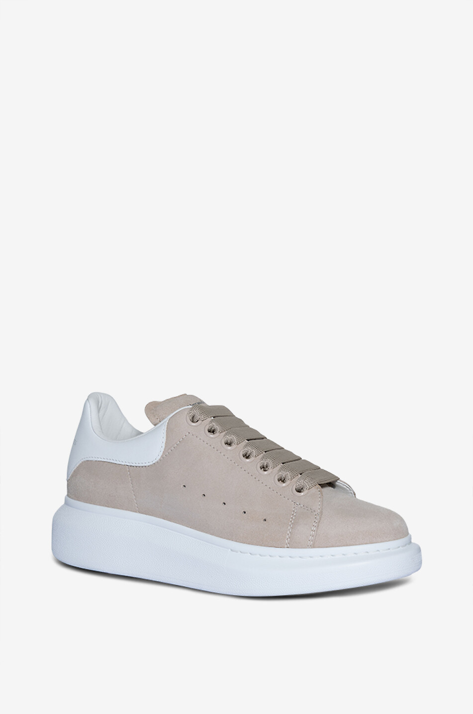 ALEXANDER McQUEEN Baskets basses à lacets en daim Oversize Femme BEIGE 1