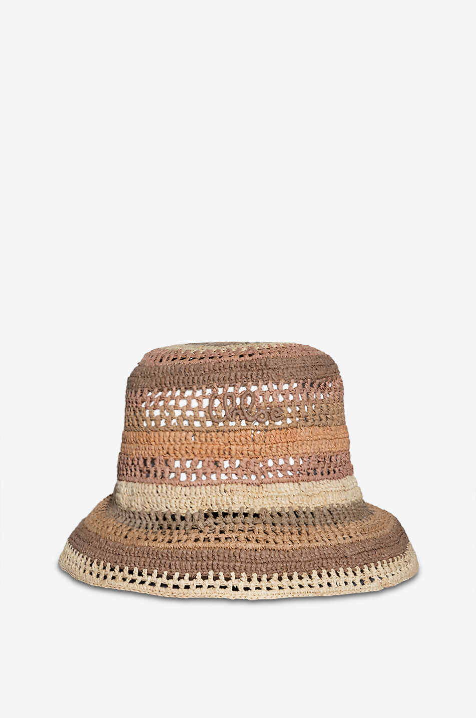 CHLOE Gestreifter Häkel-Bast-Anglerhut The Chloé Sunset Damen BEIGE 1