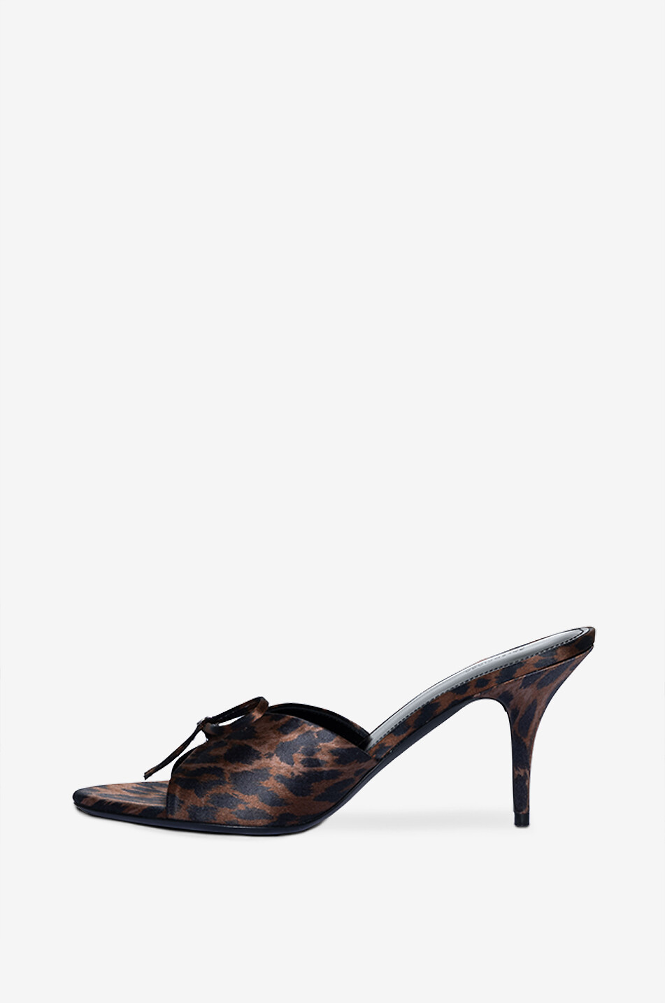 BALENCIAGA Knife Bow 80 heeled leopard satin mules Women BROWN 3