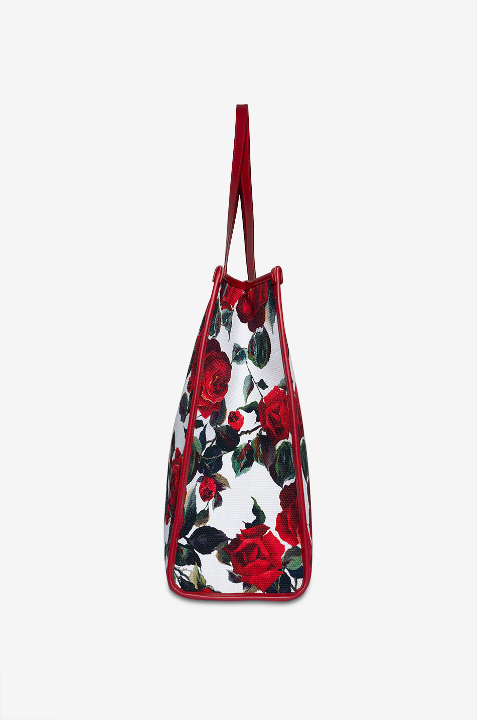 Large rose printed canvas and leather tote bag DOLCE GABBANA