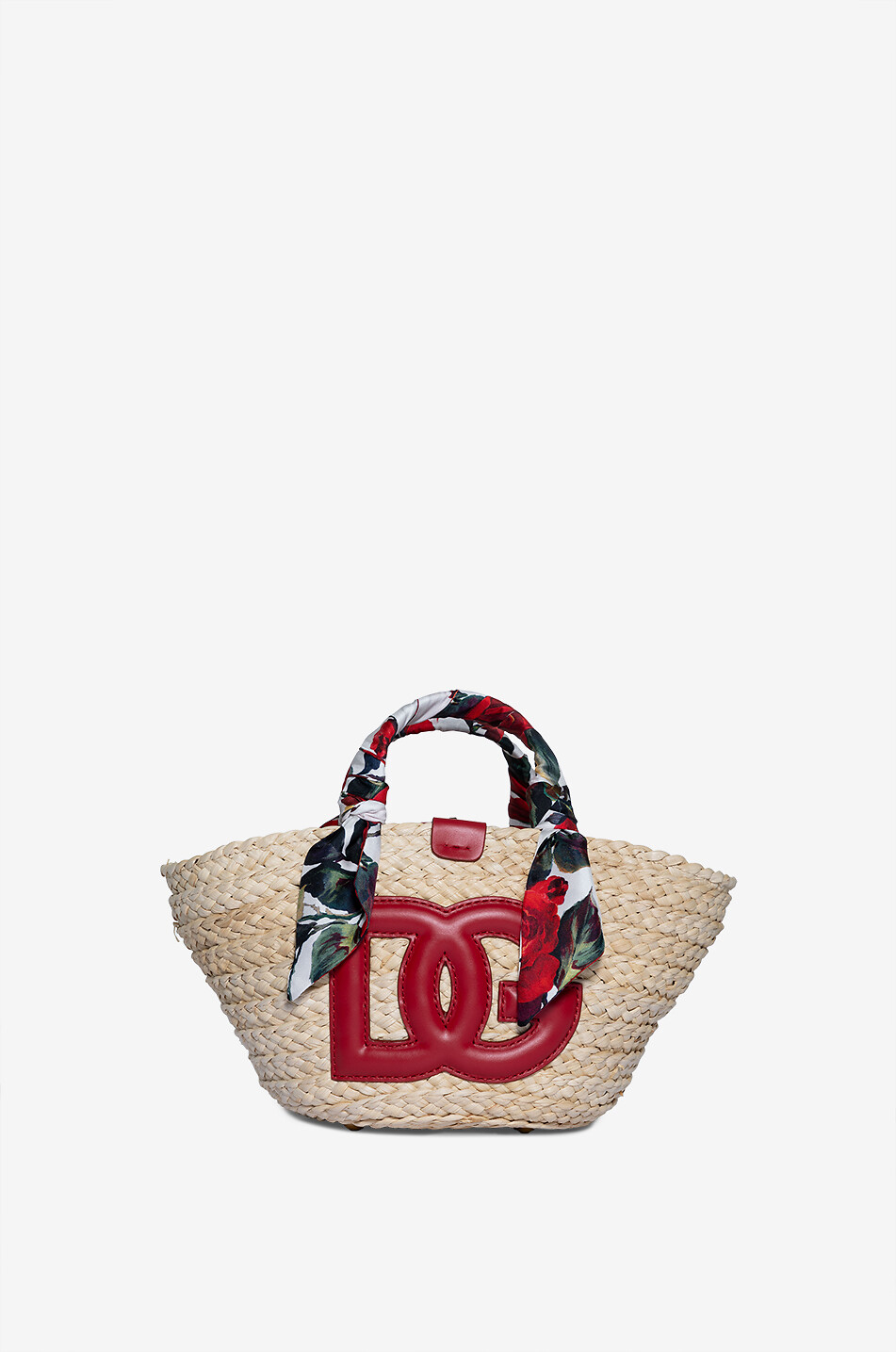 Kendra Small rose printed braided tote bag DOLCE GABBANA
