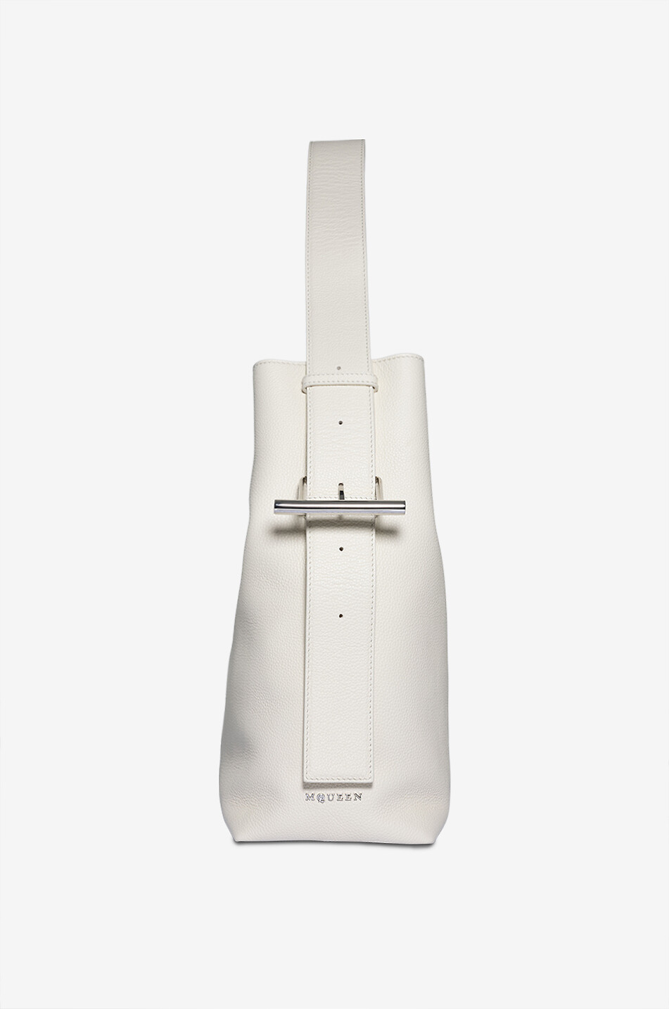 ALEXANDER McQUEEN Sac porté épaule en cuir grainé T-Bar Sling Femme BLANC CASSE 4