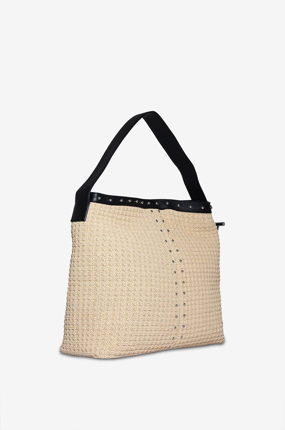 ALEXANDER McQUEEN Sac porté épaule en raphia tressé et cuir grainé T-Bar Sling Femme BEIGE 2