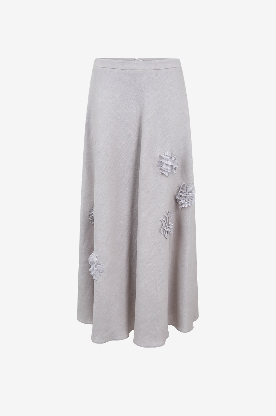 AKRIS PUNTO Jupe midi en lin à volants Carnation Femme GRIS CLAIR 1