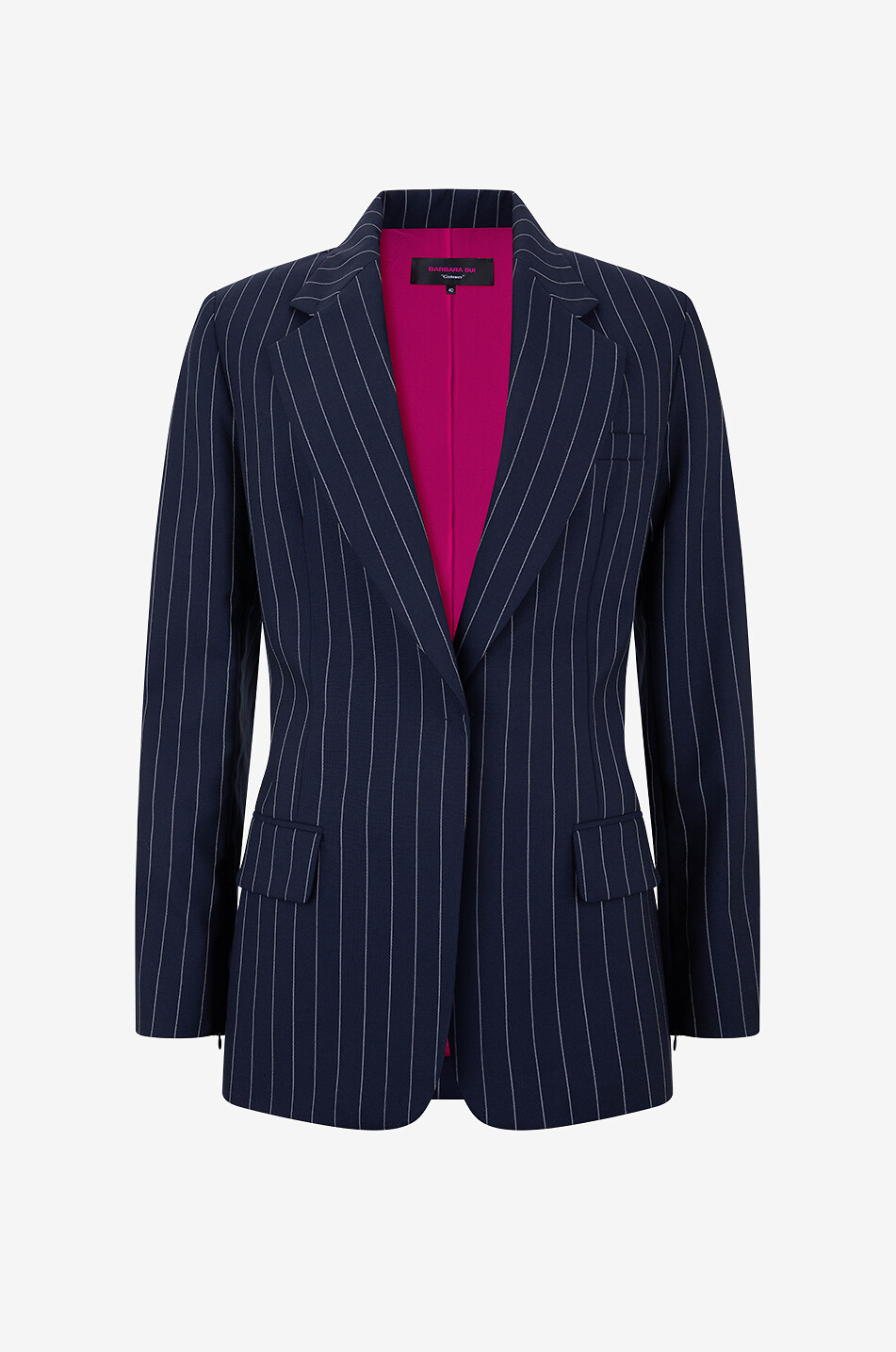 BARBARA BUI Nadelstreifen-Blazer aus Wolle mit Martingalgurt Damen DUNKELBLAU 1