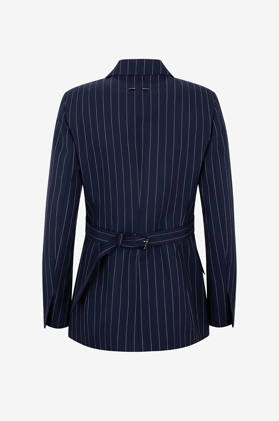 BARBARA BUI Nadelstreifen-Blazer aus Wolle mit Martingalgurt Damen DUNKELBLAU 2