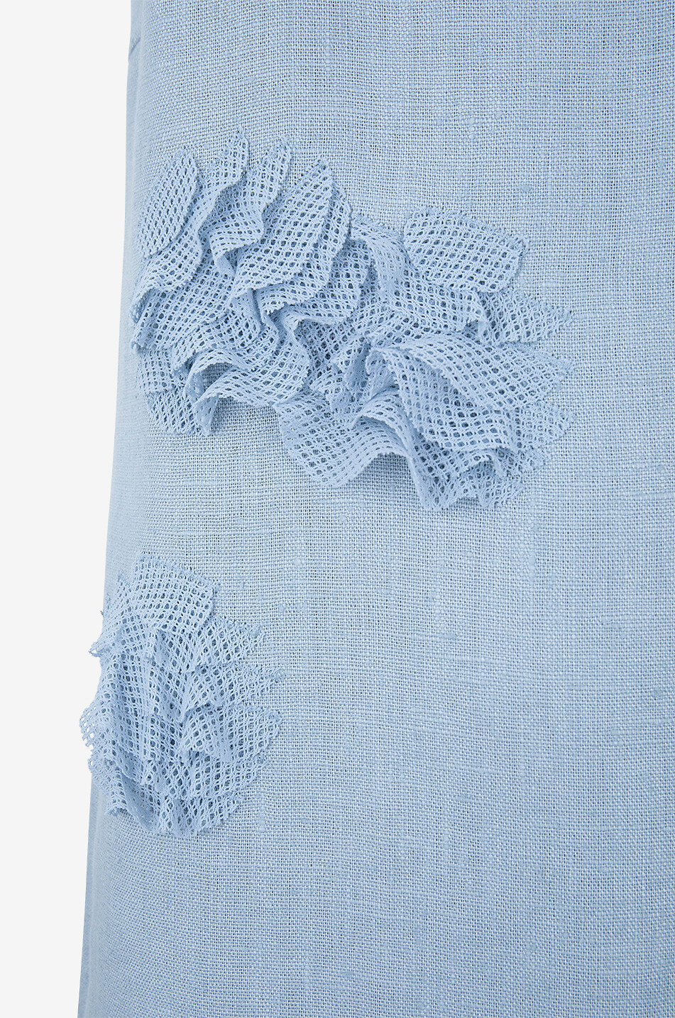 AKRIS PUNTO Carnation appliqué linen midi dress Women LIGHT BLUE 3