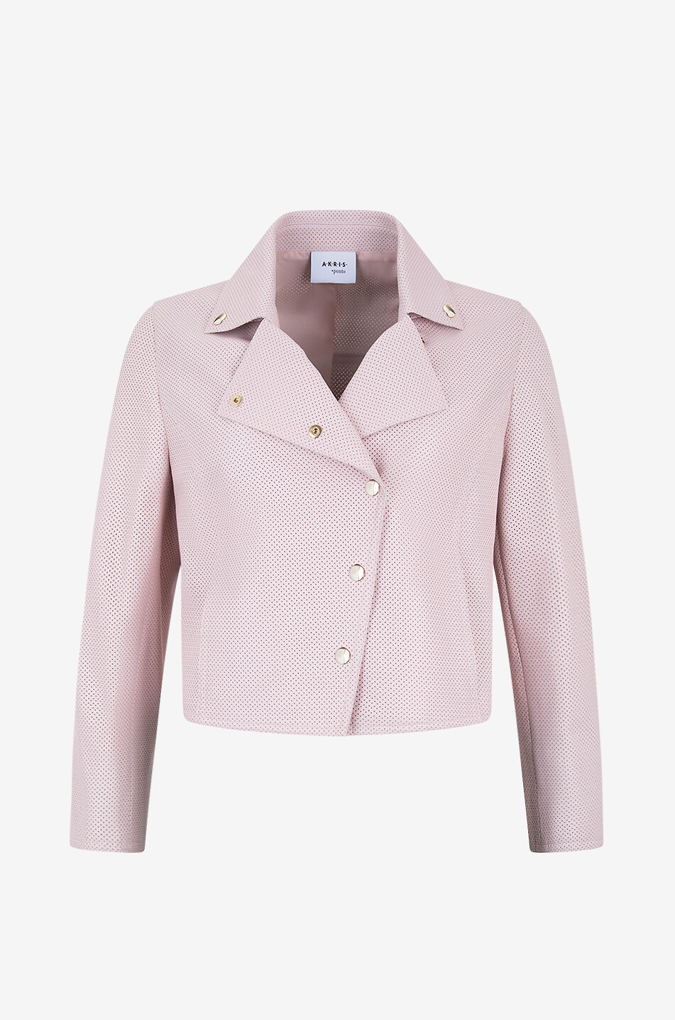 Perforated nappa leather cropped moto jacket