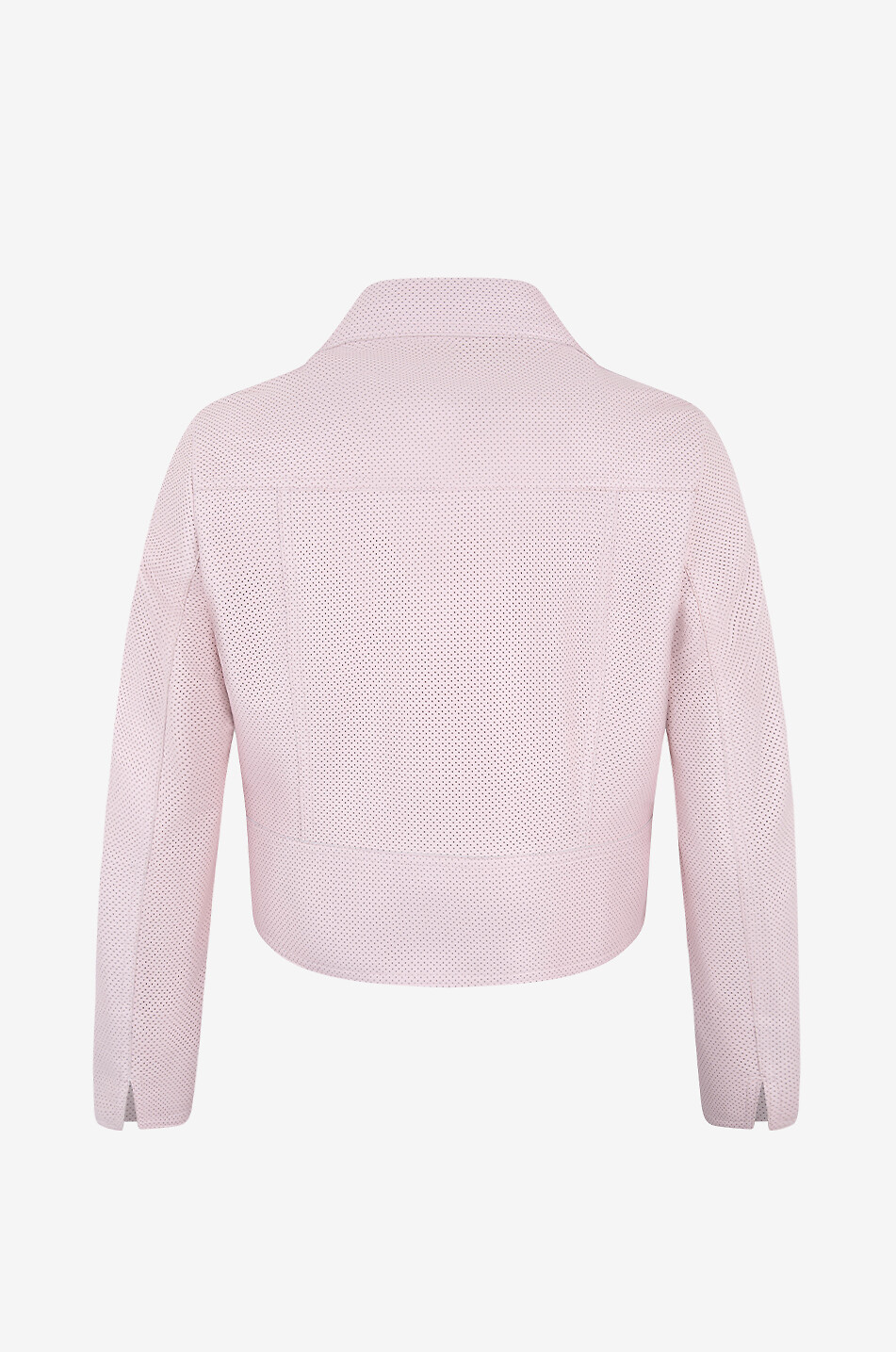 Perforated nappa leather cropped moto jacket