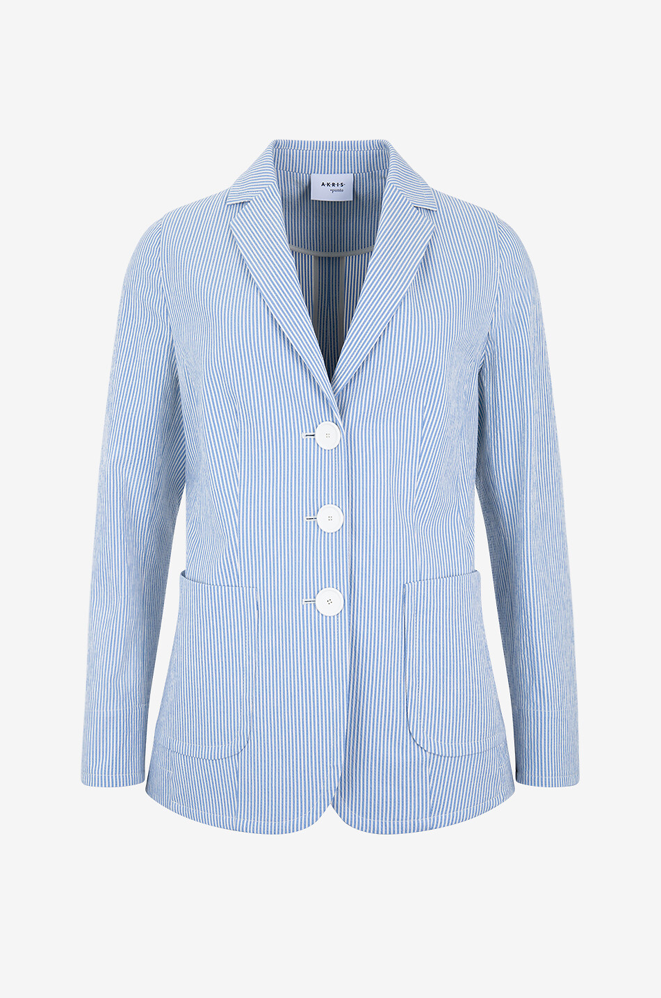 AKRIS PUNTO Blazer rayé à boutonnage simple en coton Femme BLEU CLAIR 1