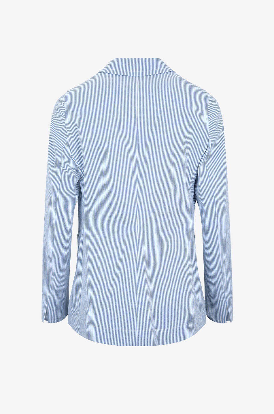 AKRIS PUNTO Blazer rayé à boutonnage simple en coton Femme BLEU CLAIR 2