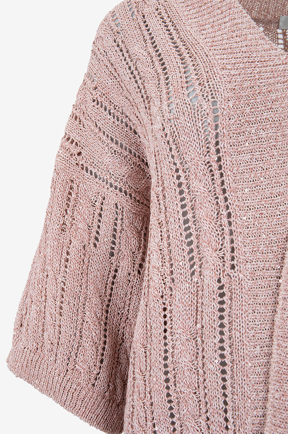 PANICALE Cardigan en maille ajourée à sequins Femme ROSE MOYEN 3