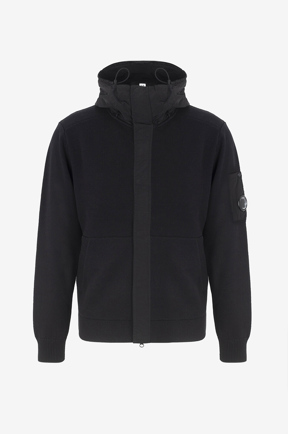 Cardigan zippé bi-matière à capuche Lens
