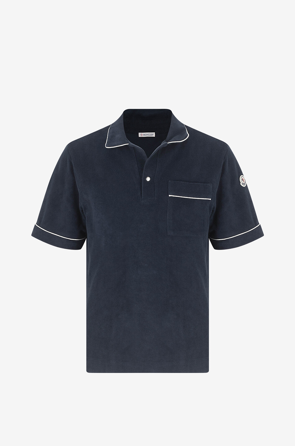 MONCLER Frottee-Polohemd mit Paspeln und Brusttasche Herren BLAU 1