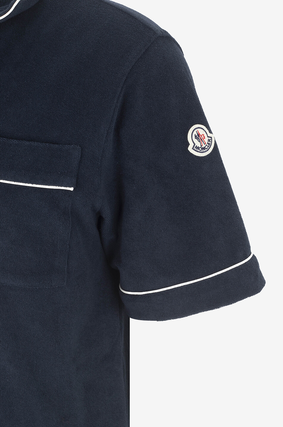 MONCLER Frottee-Polohemd mit Paspeln und Brusttasche Herren BLAU 3