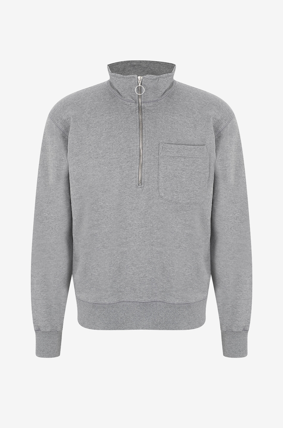 DRAKES Sweat-shirt chiné à poche plaquée Quarter Zip Homme GRIS 1