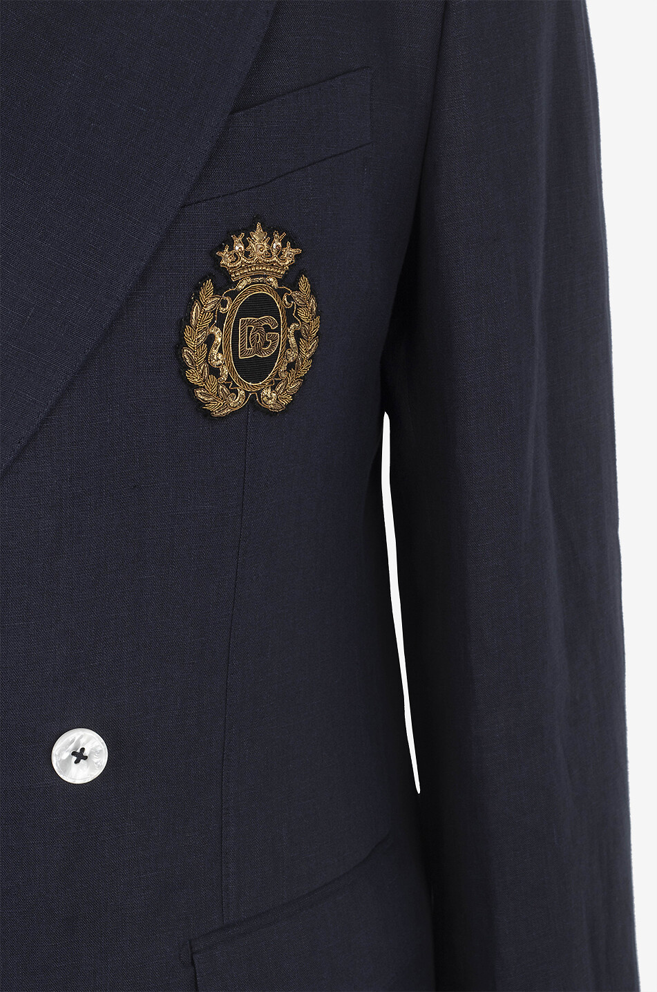 DOLCE & GABBANA Zweireihiger Leinenblazer mit Patch Sicilia Light Herren DUNKELBLAU 3