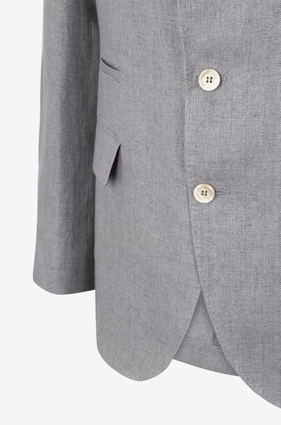 Zweiteiliger Fischgräten-Anzug aus Leinen